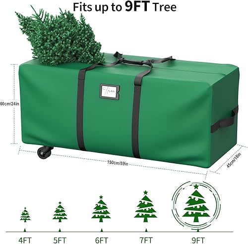 Miniatura 3 de Bolsa de almacenamiento para árbol de Navidad de 9 pies, contenedor grande de almacenamiento para árbol de Navidad, impermeable, antidesgarros,