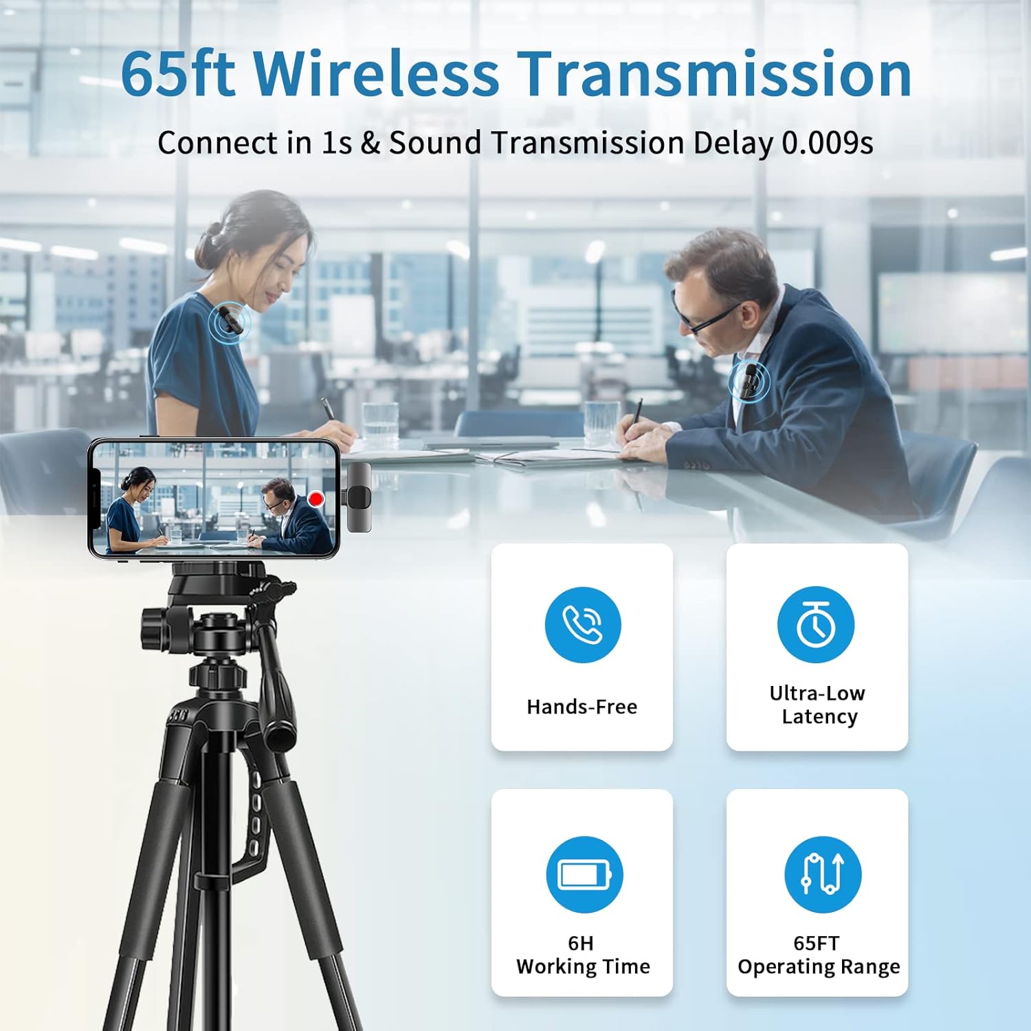 Wireless lavalier Microphone, Microphone for iPhone,2-in-1 for iPhone and iPad, Interview,Live Steam、Youtubers、Vloggers、TikTok Facebook,Clip-on Plug and Play Auto Sync. (Black)