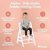 Vista 2 de Hauck Alpha+ Trona de madera de haya maciza con asiento ajustable, Blanco