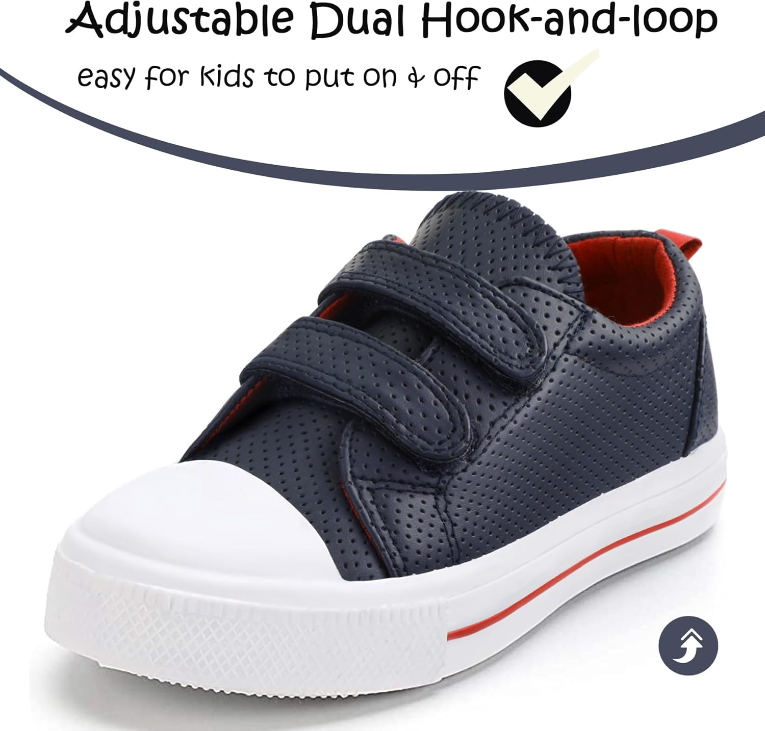 K KomForme Toddler Sneakers for Boys and Girls Dual Hook and Loops Sneakers Baby Canvas Shoes - Image 2