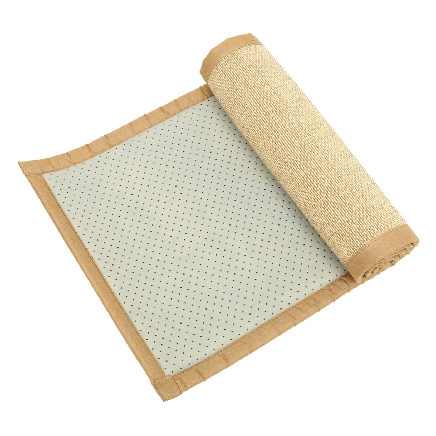 Tapis de sol en bambou et lin tissé rectangulaire khaki