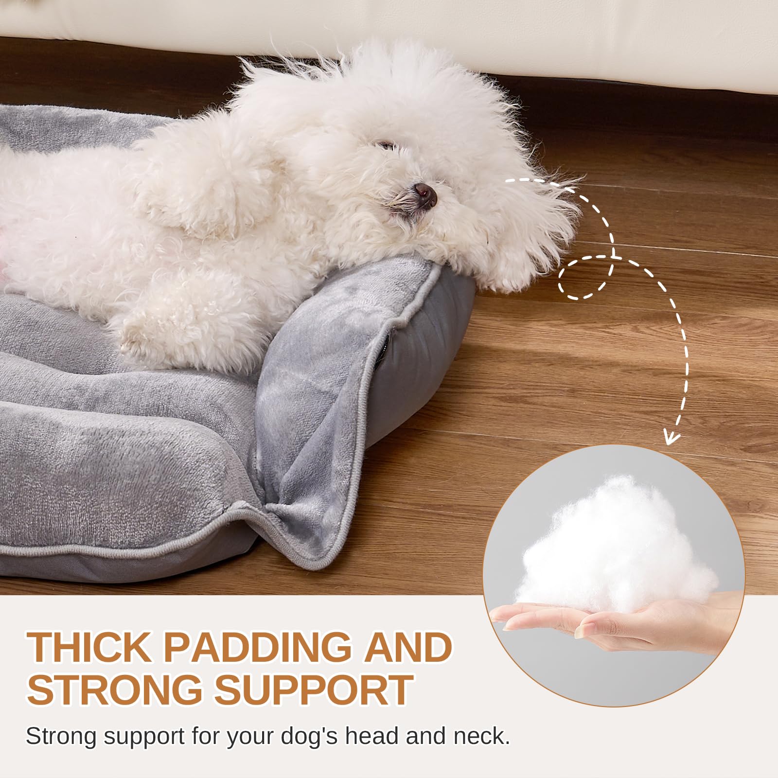 Dogat 4-In-1 Transformable Dog Sofa Bed, Dog and Cat Bed in 4 Shapes with Flannel Surface - Image 3
