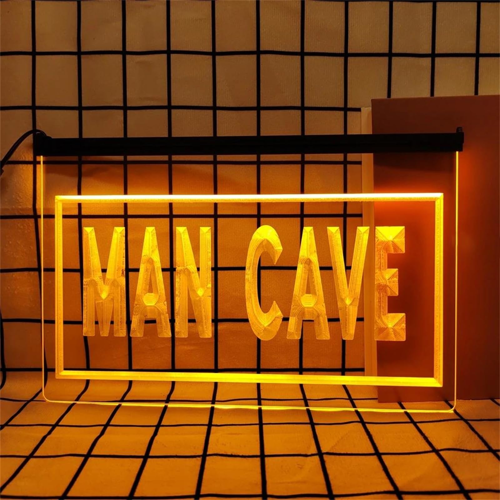 Man Cave Neon do dekoracji ściennej, zasilane przez USB, ściemnialne światła neonowe LED do baru, klubu i pokoju gier,Orange,30x20cm