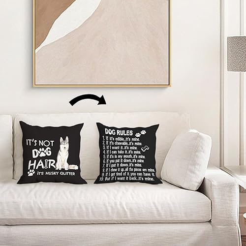 Miniatura 3 de huester It's Not Dog Hair It's Husky - Funda de almohada reversible con purpurina de 18 x 18 pulgadas, funda de almohada decorativa para el hogar,