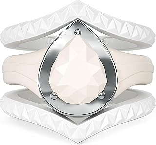 Silicone Rings Women - Rubber Wedding Bands Stackable Ring Enhancer- Metal Framed Pear Bridal Ring Sets - Patented Design