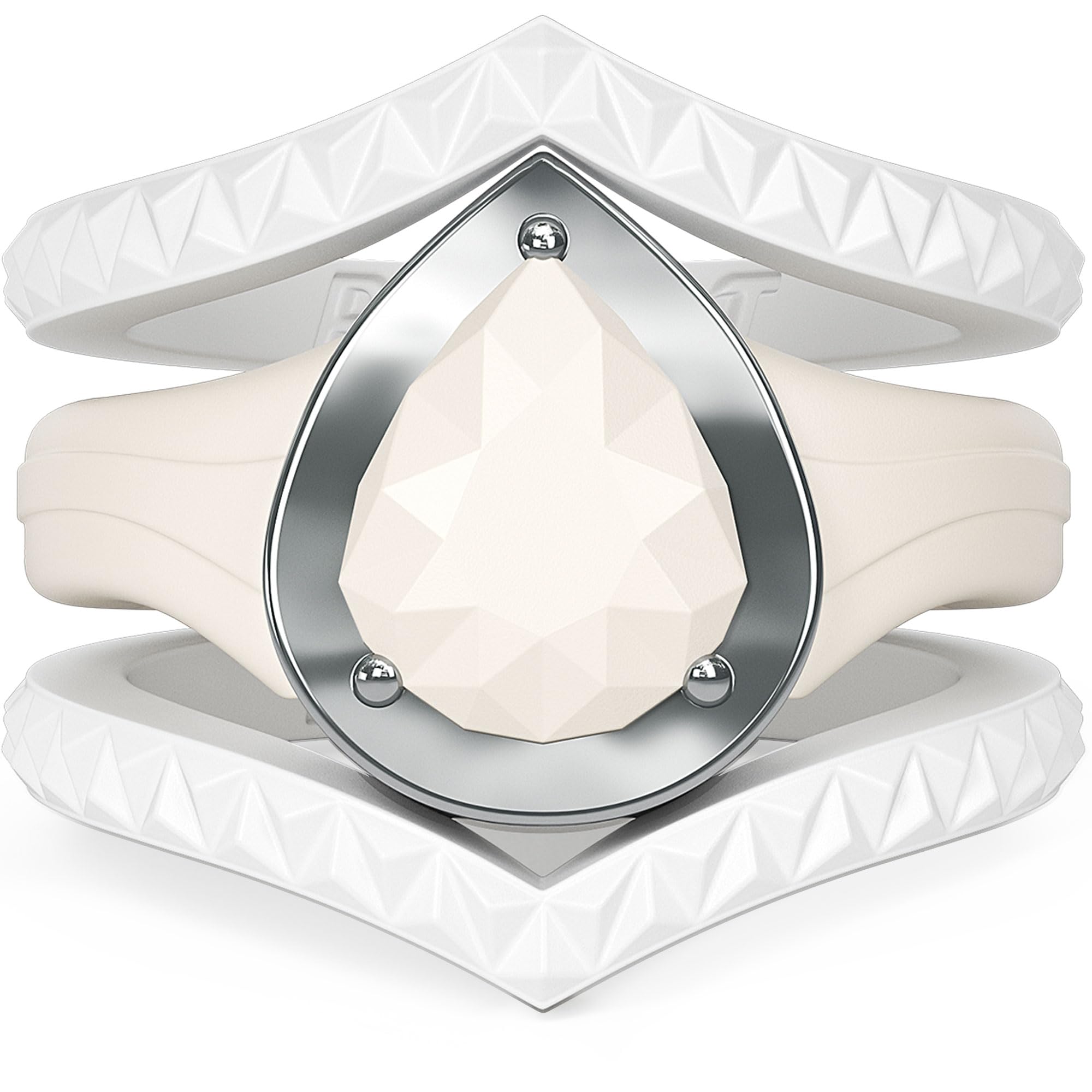 Rinfit Silicone Rings Women - Rubber Wedding Bands Stackable Ring Enhancer- Metal Framed Pear Bridal Ring Sets - Patented Design