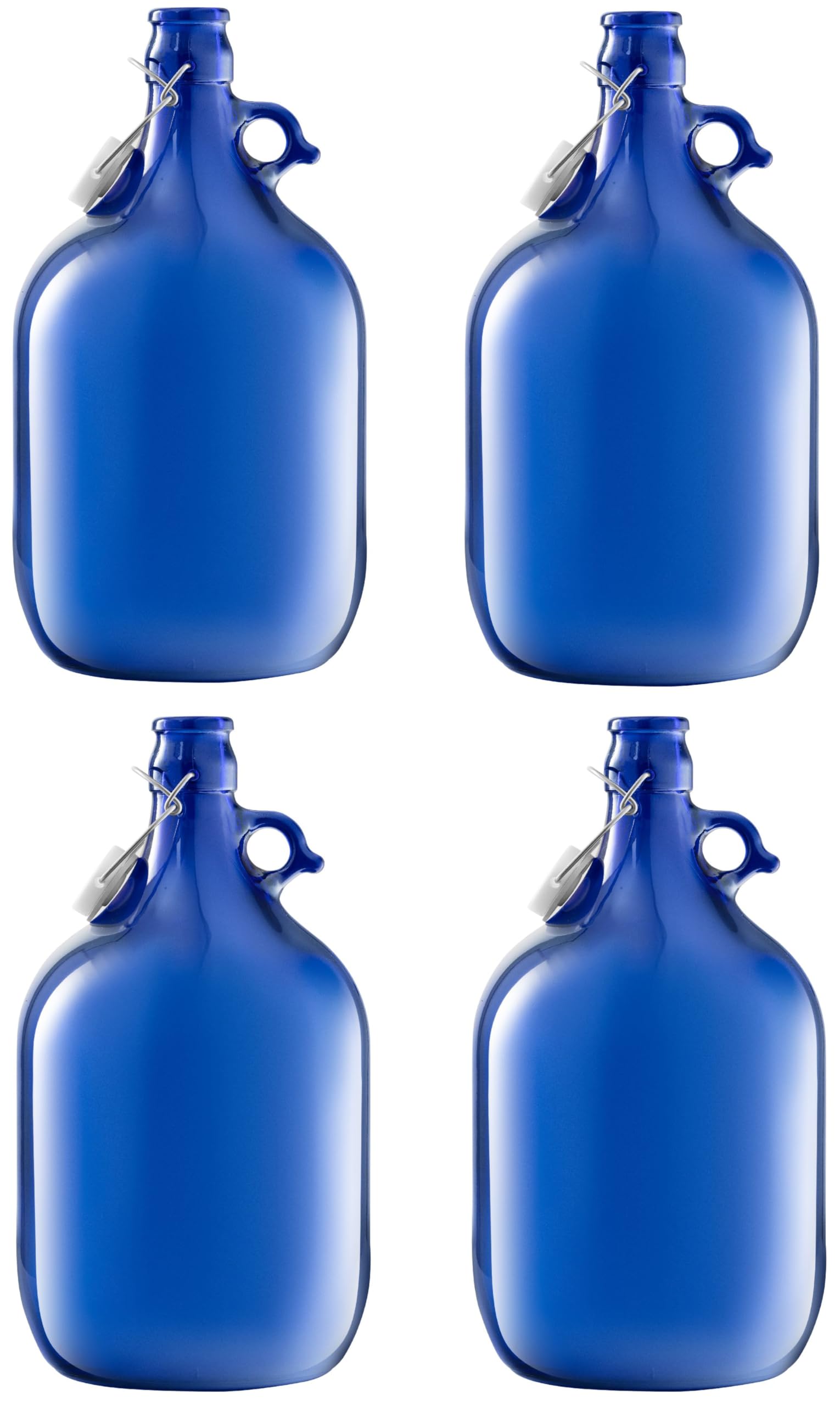 lilawelt24 4x 5L blaue Flasche mit Bügelverschluss Bügelflasche GLASBALLON Weinballon GÄRBALLON GLASFLASCHE Gallone Leer zum Befüllen blaue mit rundem Griff zur Aufbewahrung von Wasser(4x 5L)