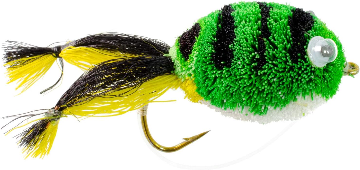 The Fly Fishing Place Spun Deer Hair Bass Bug Collection - Set of 24 Bass Fly Fishing Flies - Surface Poppers Divers and Subsurface - Hook Sizes 2,4, 6 and 8