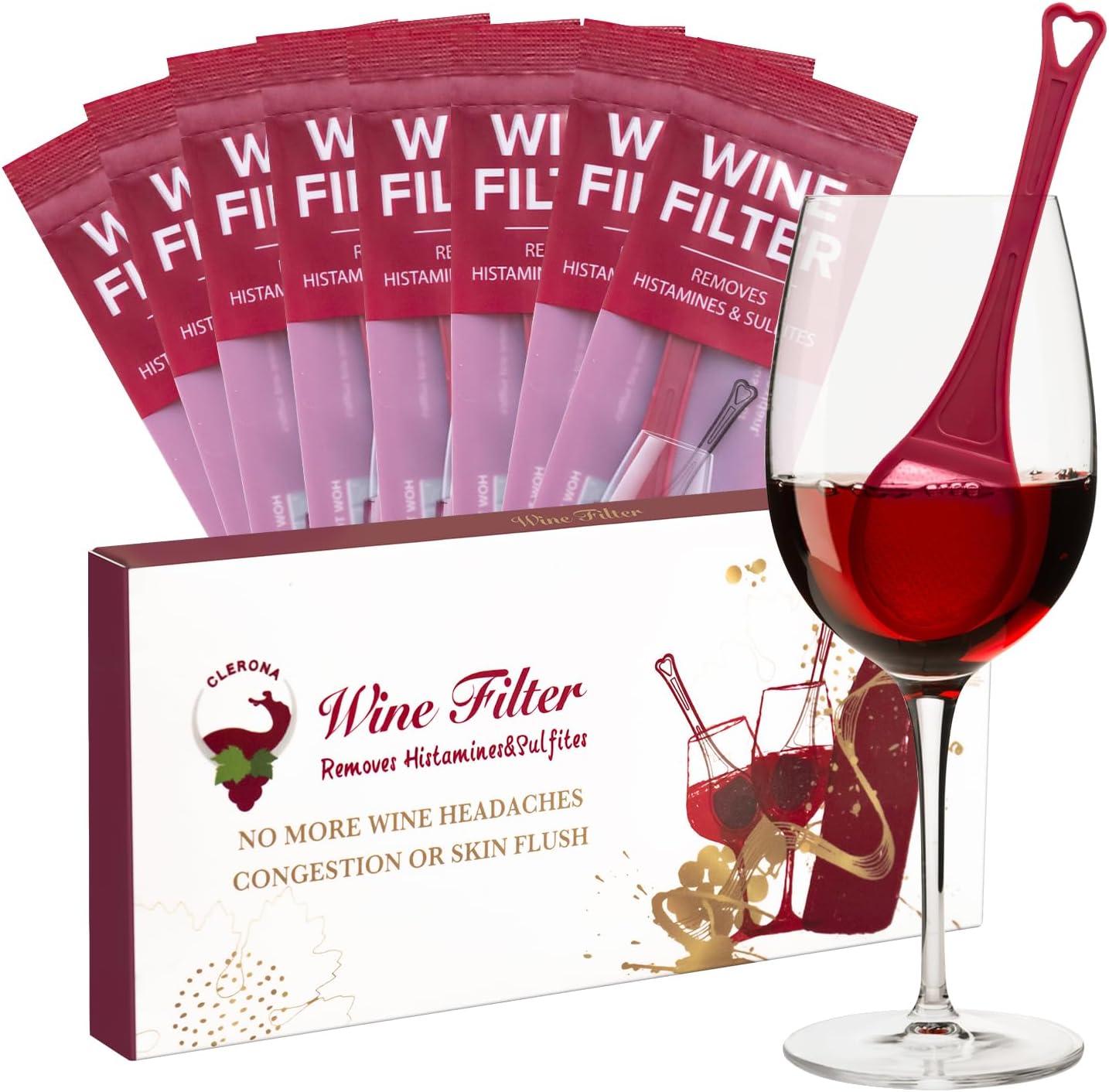 Wine Drops - Wine Drops Remove Sulfites and Histamines Wine Filters for Histamines and Sulfite for Wine Lovers, A Perfect Valentine's Day Gift for Men Women Him Mom Dad Girlfriend Boyfriend Wife