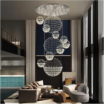 Luxury Duplex Building Crystal Chandelier Modern Minimalist Villa Living Room Building Middle Floor Stairwell Luxury Lamps,Chandeliers
