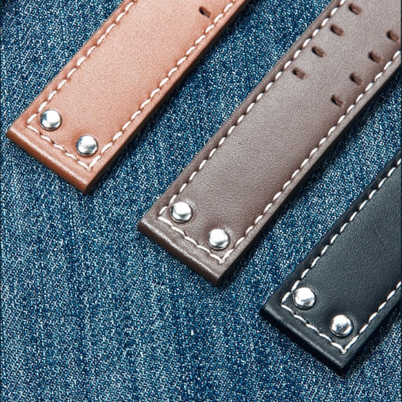 Bracelet de montre en cuir for, 22mm, chaîne marron foncé mat adaptée