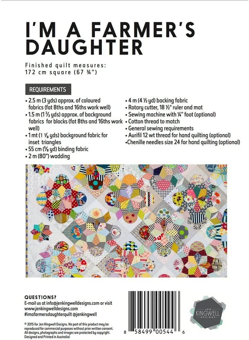 Jen kingwell Designs I'm a Farmers Daughter Quilt Pattern and Acrylic Templates