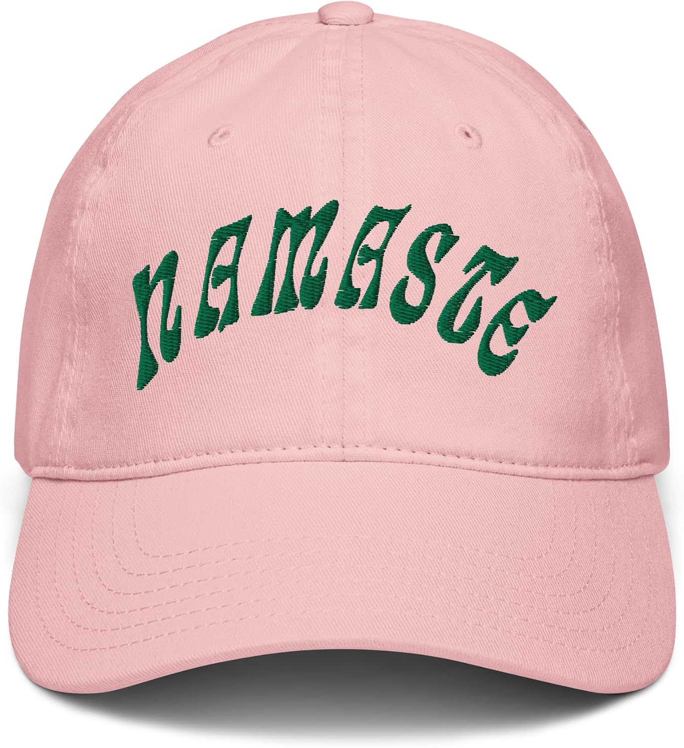 Ripple Junction Namaste Green Arched Text Adjustable Baseball Hat