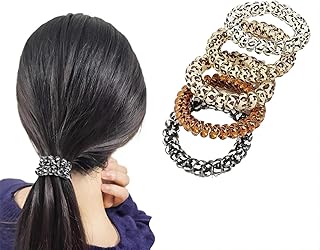5 Pcs Spiral Hair Ties for Women - Purple Creaseless and Dent-free Coil ...