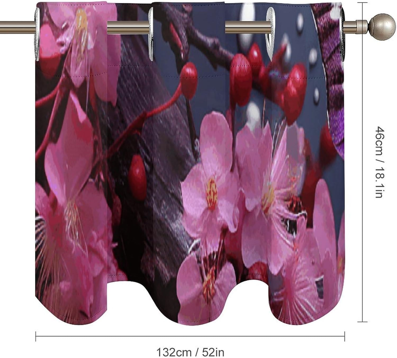 Purple Plum Butterfly Valances for Window 2 Panels. Light Filtering Curtains Farmhouse Short Small Valance.Modern Curtains for Windows Living Room Kitchen Over Sink.