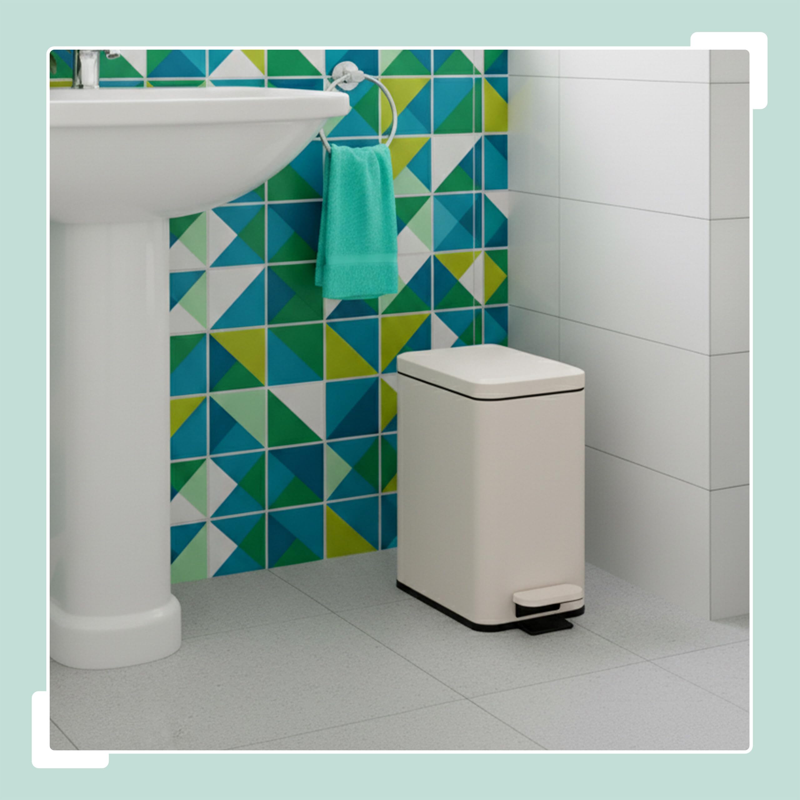 Relaxdays Cubo de Basura de 10L, Pedal, Cierre Suave, extraíble, 36x16x30cm, Beige Mate para Cocina y baño