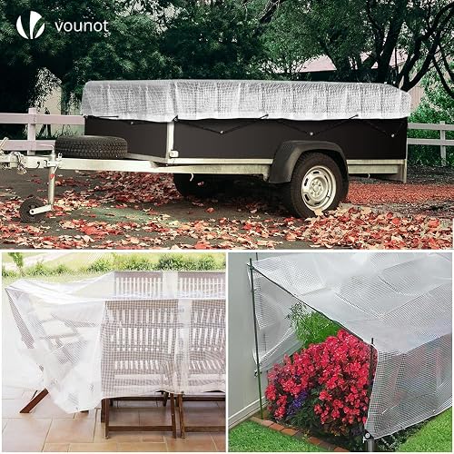 VOUNOT® Bâche de Protection en Polyéthylène 180g/m² Bâche Imperméable Ultra Lourde et Résistante Revêtue avec Oeillets en Aluminium Couverture Étanche pour Jardin, Piscine 3x4m Blanc - 7