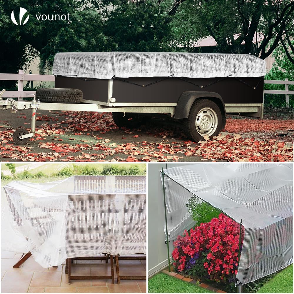 Telo Impermeabile VOUNOT 4x6m - PE 240g/m², Occhiellato, Per Esterno - Copertura Barche, Legna, Piscine, Grigio-Nero - Foto 6