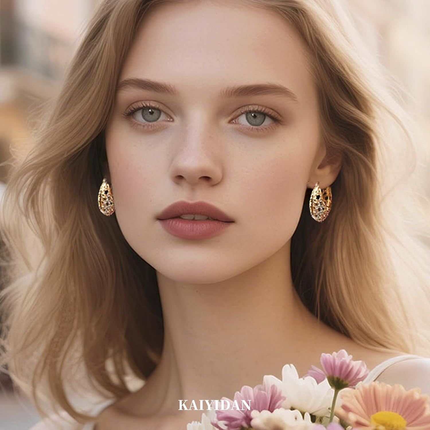 Gold/Silver Hoop Earrings For Women Trendy,Chunky/Big/Thin/Medium/Oval/Thick/Twist Multi-Colored Zirconia Dangle Huggie Rainbow CZ Amber Resin Hoops, Lightweight Birhtday Fashion Jewelry Gift. image 3