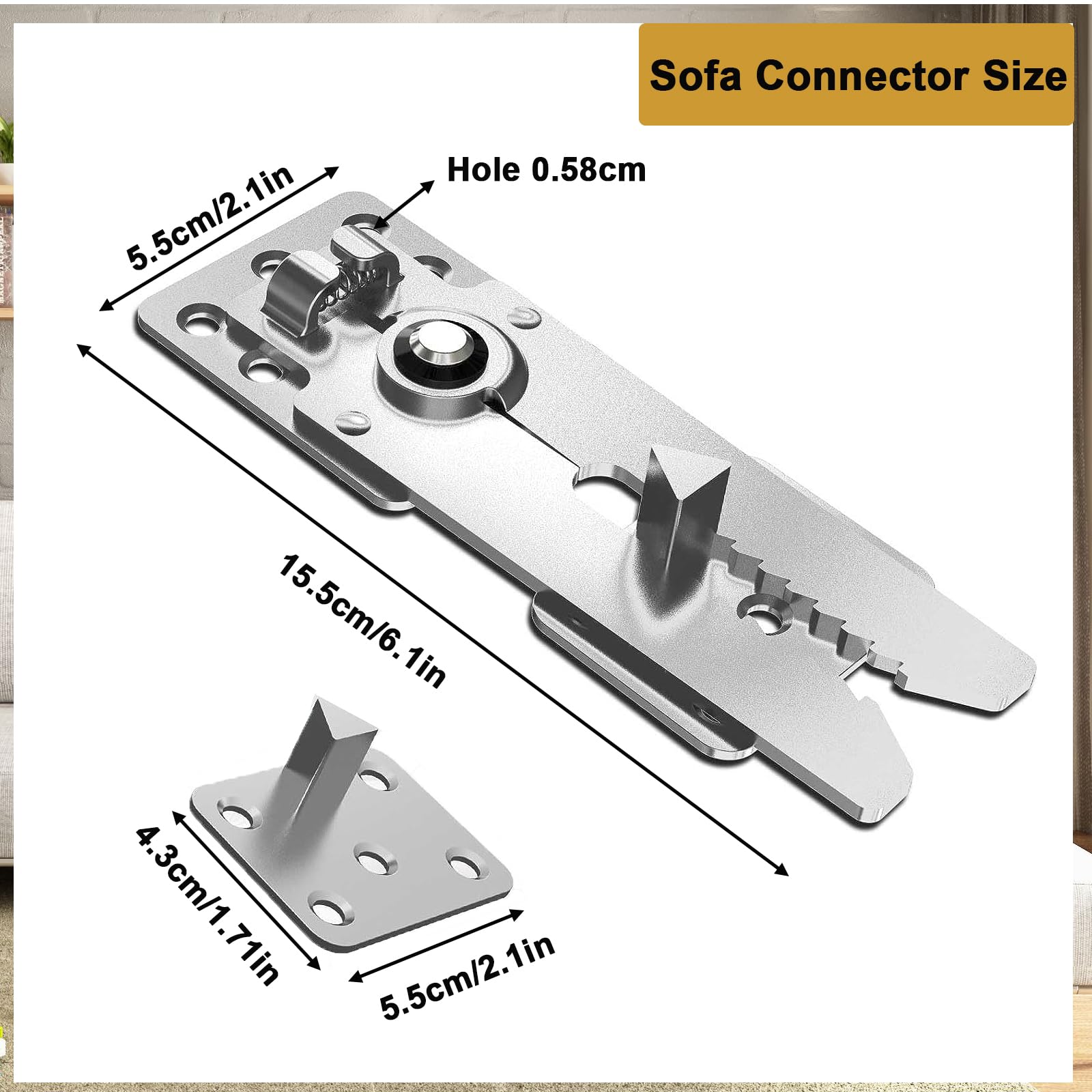 Kit De 2 Connecteurs Métalliques Pour Canapé Modulable - Pièces De Rechange Meuble