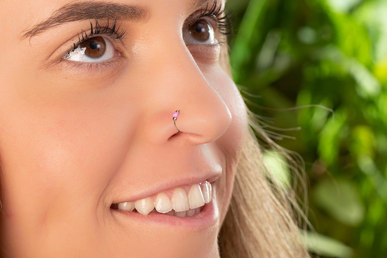 Rose Gold Nose Rings Opals - Image 3