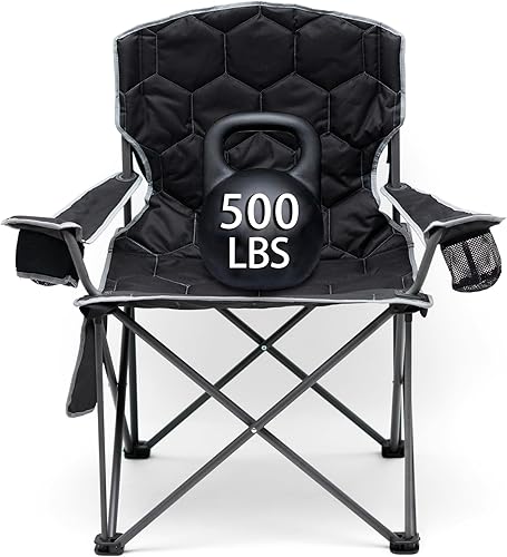 SUNNYFEEL Silla de campamento extragrande XL, sillas de campamento plegables para adultos, resistente, grande, alta, 500 libras, silla de césped
