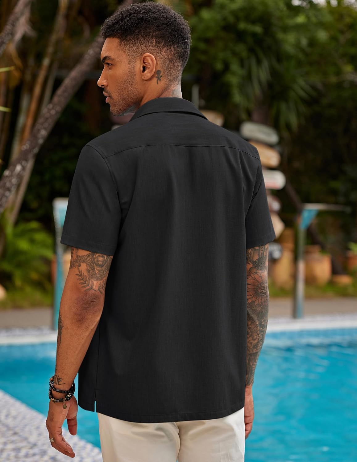 COOFANDY Mens Short Sleeve Cuban Guayabera Shirt Casual Summer Beach Button Down Shirts - Image 4