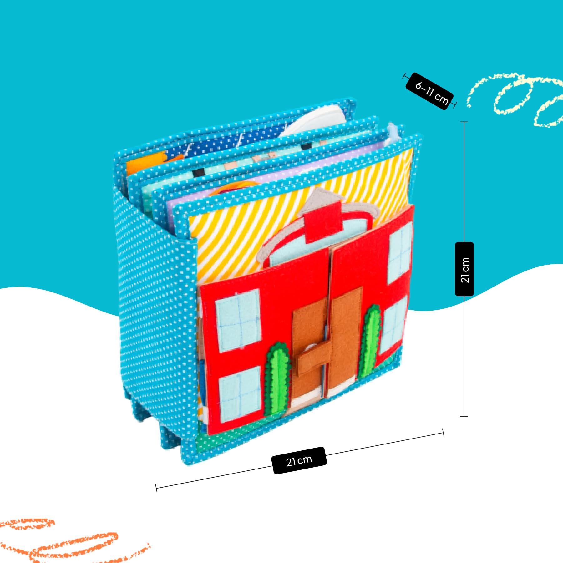 Jolly Designs – Mein Traumjob – 6 Seiten Quiet Book – Montessori Spielzeug ab 3 Jahren – Motorik & Sensorik fördern – Handgefertigtes Filzbuch – Lernspielzeug für Kleinkinder – Busy Book für unterwegs