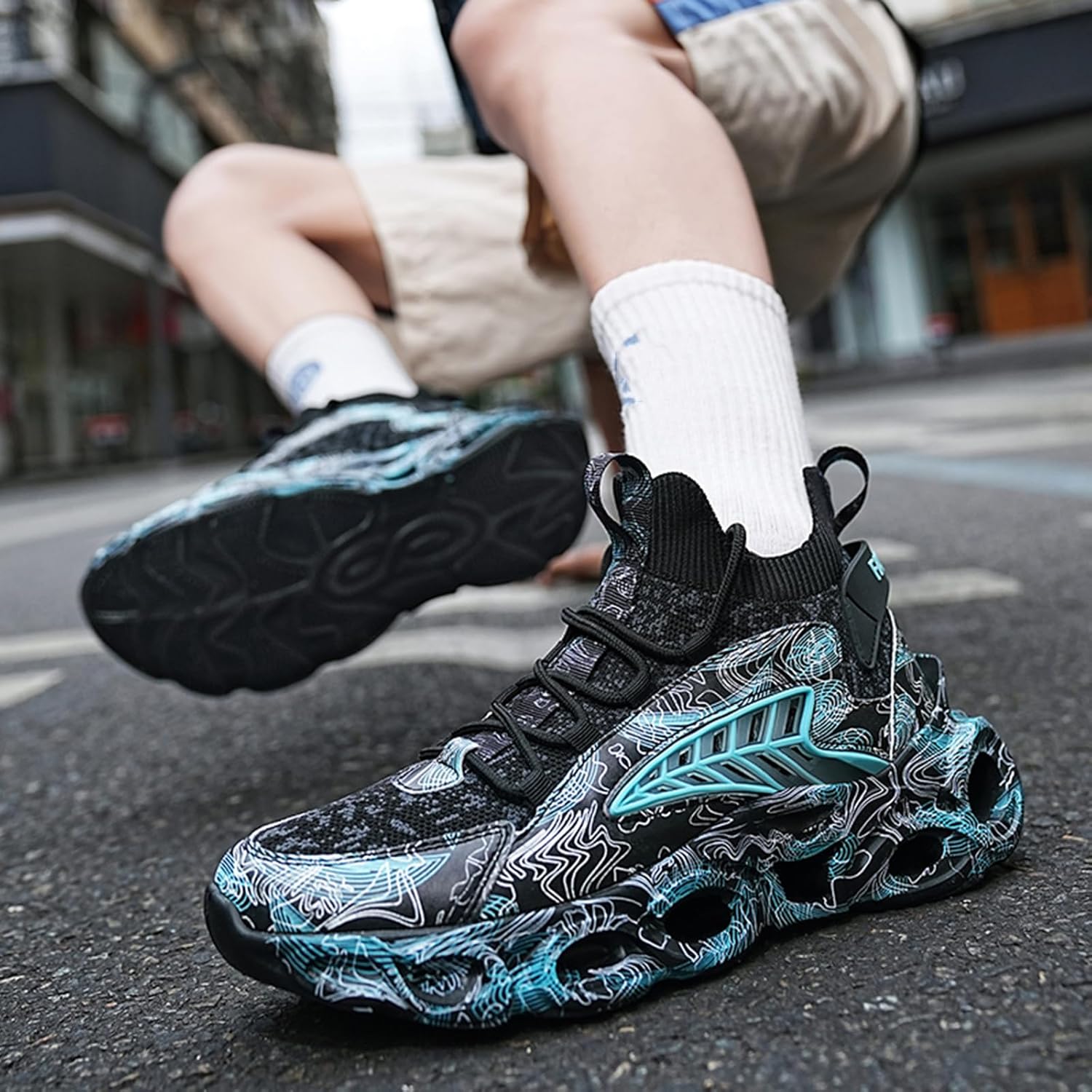 GSIGUL Running Shoes for Men Blade Fashion Sneakers Lightweight Athletic Gym Tennis Walking Casual Shoes