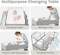 Vista 3 de Cambiador de pañales portátil para bebé, estación de cambio de pañales plegable, cambiador impermeable, estación de cambio ajustable en altura