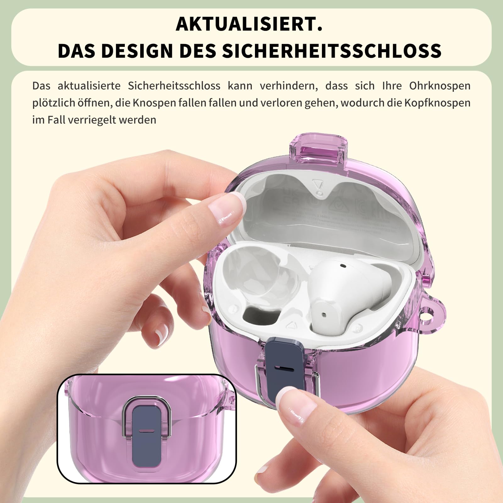 Schutzhülle Für JBL Tune Flex – Stoßfest Mit Magnetverschluss, Inkl. Reinigungsset & Karabiner (Violett)