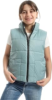 فيست للبنات بياقة مرتفعة وسوستة للإغلاق وأكمام قصيرة من اندورا