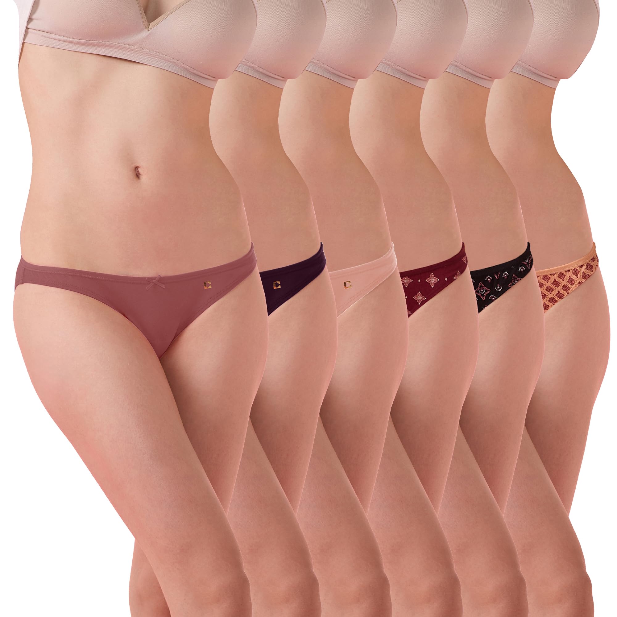 enamor Women's Cotton Blend Classic Solid Briefs (Pack of 6) (CB17_Multicolors-picture-14