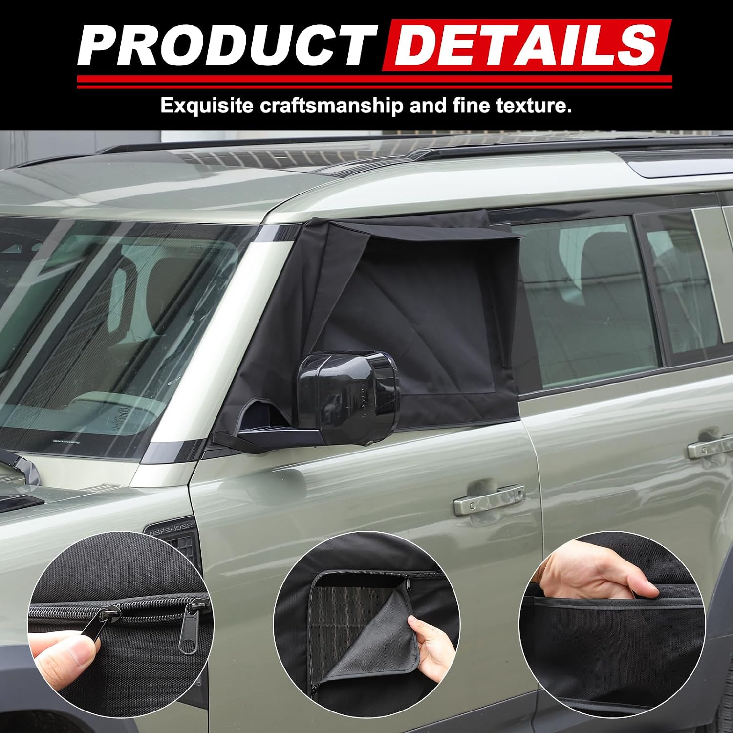 PIUGILH Front Door Window Shade Compatible with Land Rover Defender 2020-2026 Camping Accessories, Car Front Door Window Screen Sun Shade Privacy Protection, 2Pcs