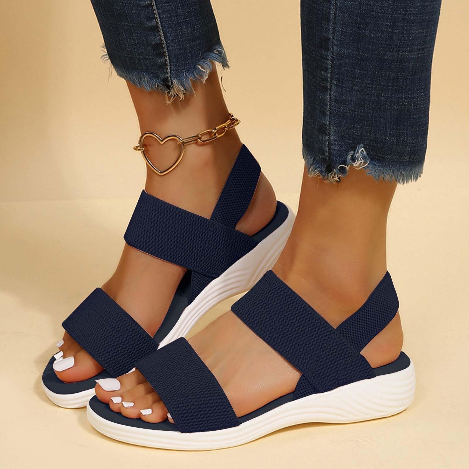 Sandali Donna Estivi Sandalo Basso Estivo Sandali romani a bocca di pesce piatti traspiranti in maglia tinta unita da donna Sandalo Elegante Con Lacci Basso Estivo Estivi Eleganti