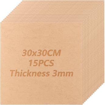 مجموعة JMIATRY من 15 لوحًا من ألواح MDF مقاس A4 مقاس 300 x 300 x 3 مم ألواح خشبية للحرف اليدوية ألواح خشبية لنمذجة أجهزة التوجيه CNC بالليزر