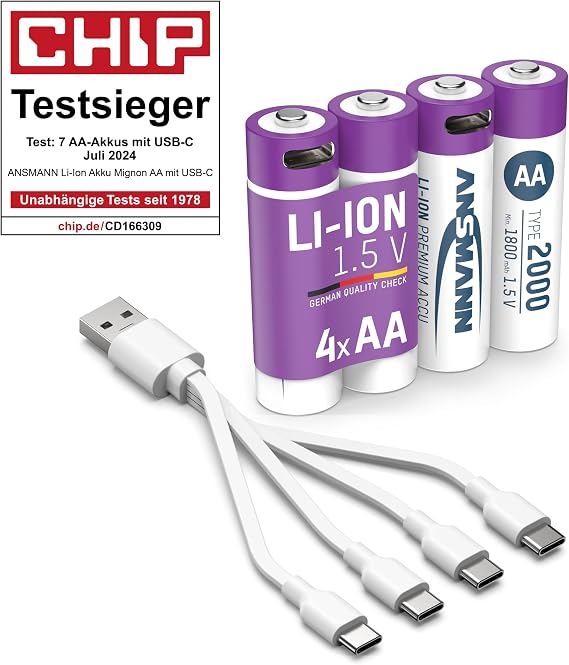 Ansmann AA 2000 Lithium-ion Rechargeable Battery - 8 Pack