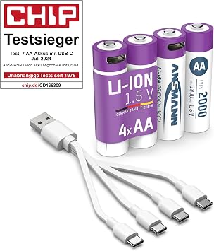 Ansmann AA 2000 Lithium-ion Rechargeable Battery - 8 Pack