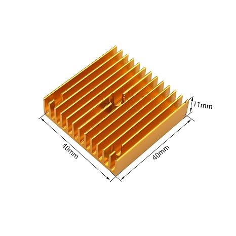 4Pcs 3D Printer Accessories 40mm Heatsink Gold Aluminum 40x40x11mm Cooler Heat Sink for Cooling 3D Printers Makerbot MK7/MK8, TEC1-12706 Thermoelectric Peltier Cooler