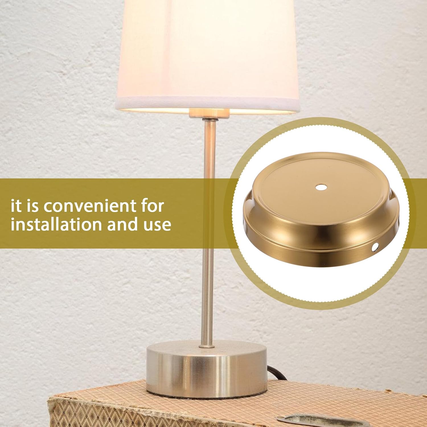BESPORTBLE Copper-Plated Iron Tabletop Flat Light Base Stable Lamp Holder Minimalist Design Compatible with Multiple Desk Lamps for Home Office