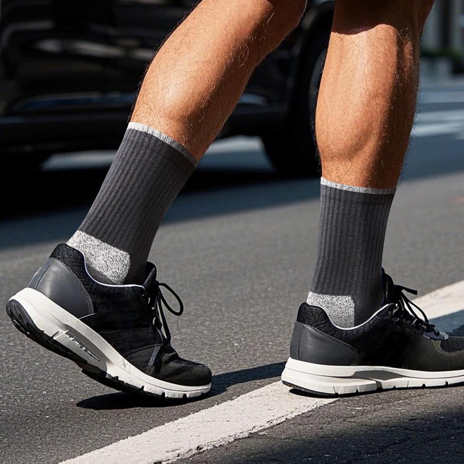 YUEDGE Mens Socks Moisture Wicking Cotton Training Athletic Cushioned Crew Socks Padded Anti Blister Work Socks For Men - Image 5