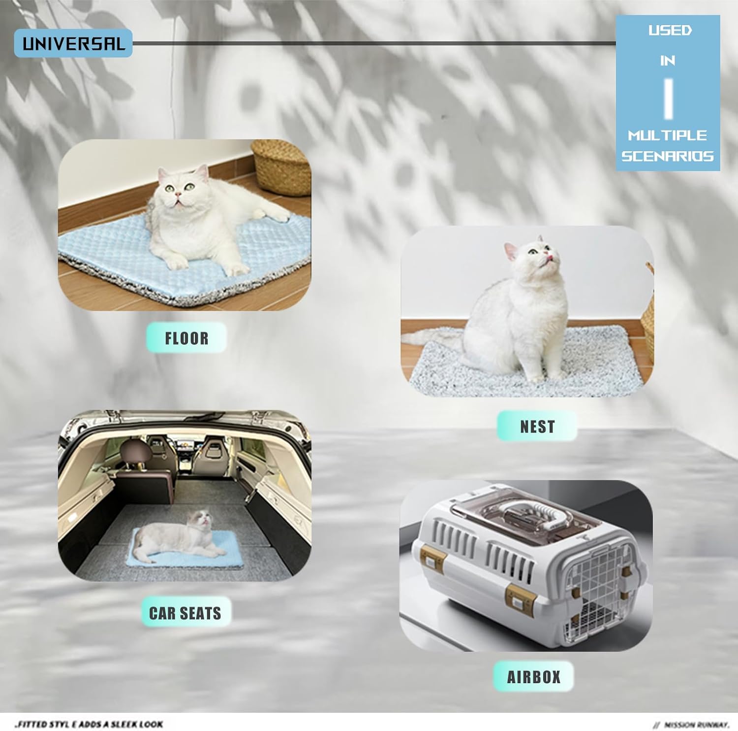 Two Uses'Cat Mat,Self Warming&Cooling Cat Mat.18 * 24in-Cooling Cat Pad.Hot/Cold Mat for Dogs and Cats.Free A Gel Pack and A Disposable Self-Heating Pad,Temperature Lock Design,Machine Washable