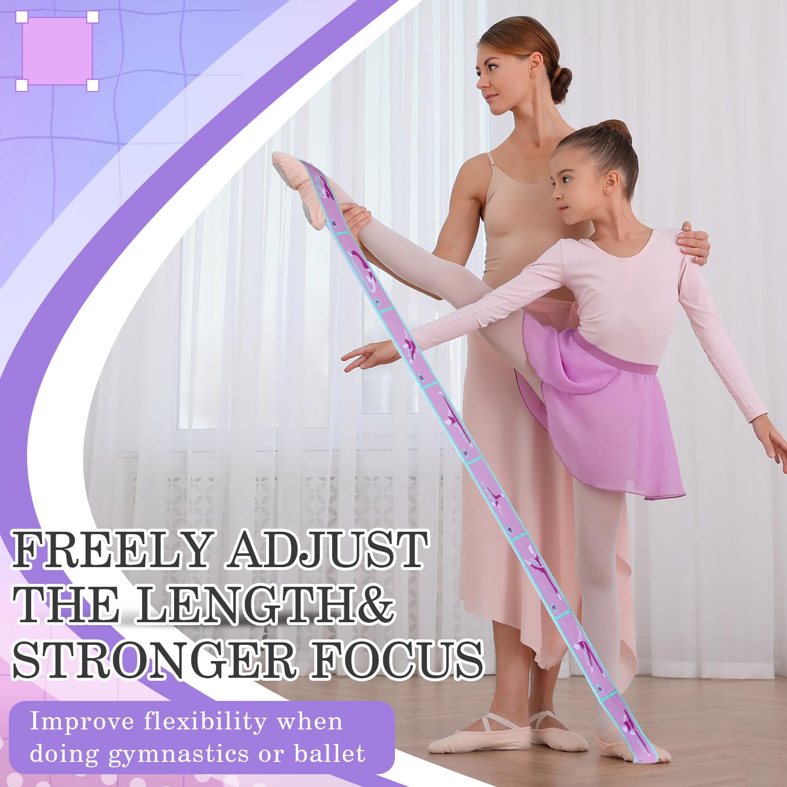 Correa elástica para niños, banda elástica de danza con 8 bucles, bandas de resistencia para entrenamiento de ejercicio, para niños, cosas de baile, ballet, pilates, yoga, equipo de gimnasia