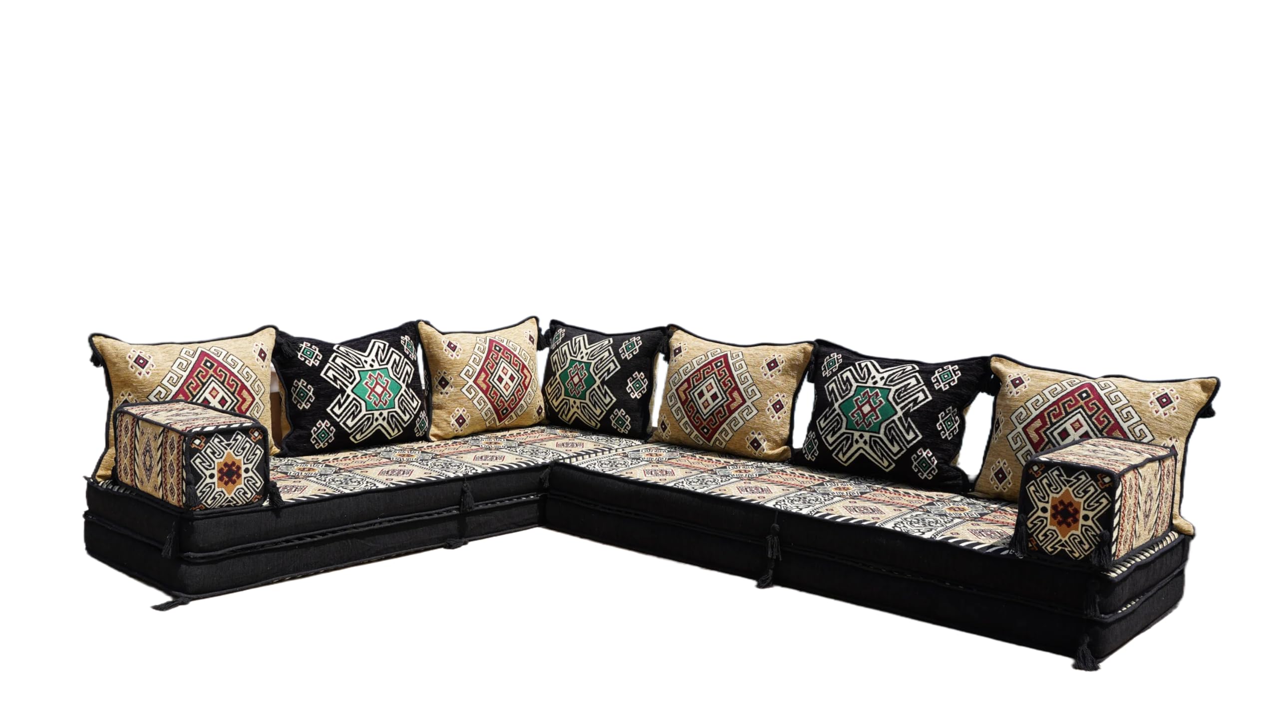 arabicsofa 4" Thick L Shaped Floor Couch, Seating, Floor Pillow, Sectional Sofa Set, Patio Furniture, Arabic Majlis (L Sofa Only, 8'' Thickness (20 cm