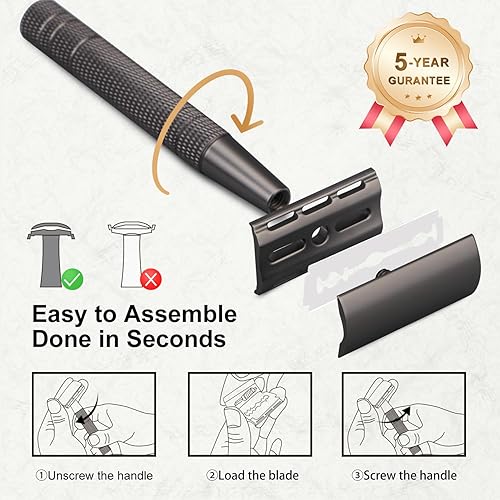 Miniatura 76 de Maquinilla de afeitar de seguridad de doble filo con soporte, maquinilla de afeitar de una sola hoja para hombres y mujeres, maquinilla de afeitar