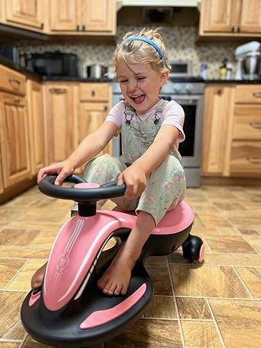 Vista 30 de Glaf Coche eléctrico Wiggle con pedal, batería recargable, juguete eléctrico para niños, auto eléctrico 2 en 1 con ruedas intermitentes antivuelco