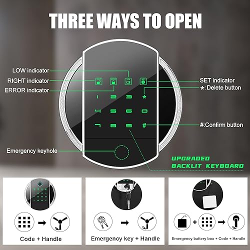 Miniatura 2 de Caja fuerte para pistola de rifle de 55 pulgadas, teclado digital largo para rifle y pistolas caseras, gabinete de 5 armas de acceso rápido con