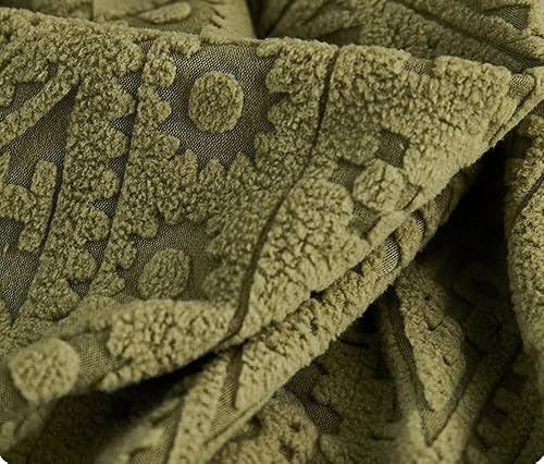 Miniatura 5 de vctops Funda elástica de forro polar estilo bohemio de sherpa jacquard con parte inferior elástica, 1 pieza, suave felpa con patrón geométrico,