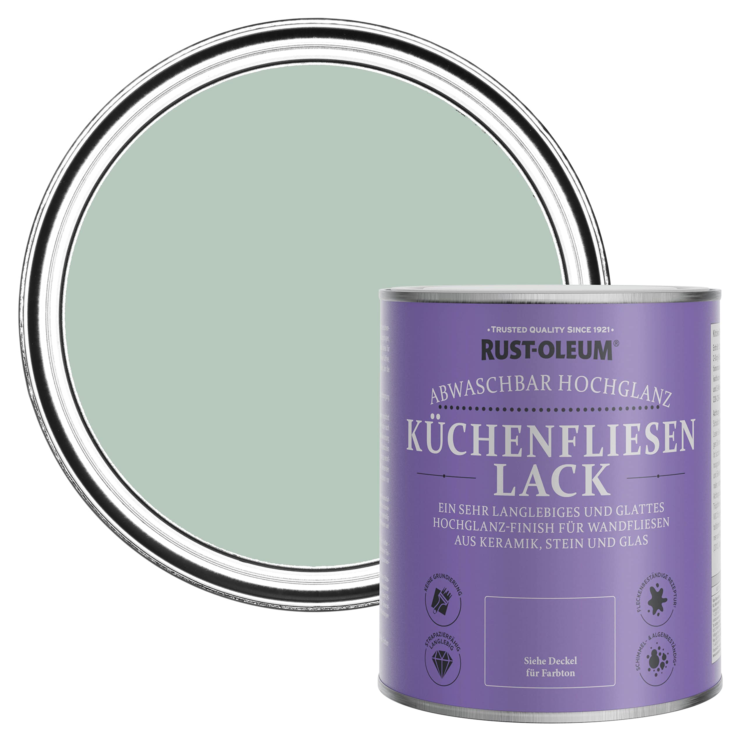 Rust-Oleum abwaschbare Küchenfliesenlack in hellgrün mit Hochglanz Finish - Pastellgrün 750ML