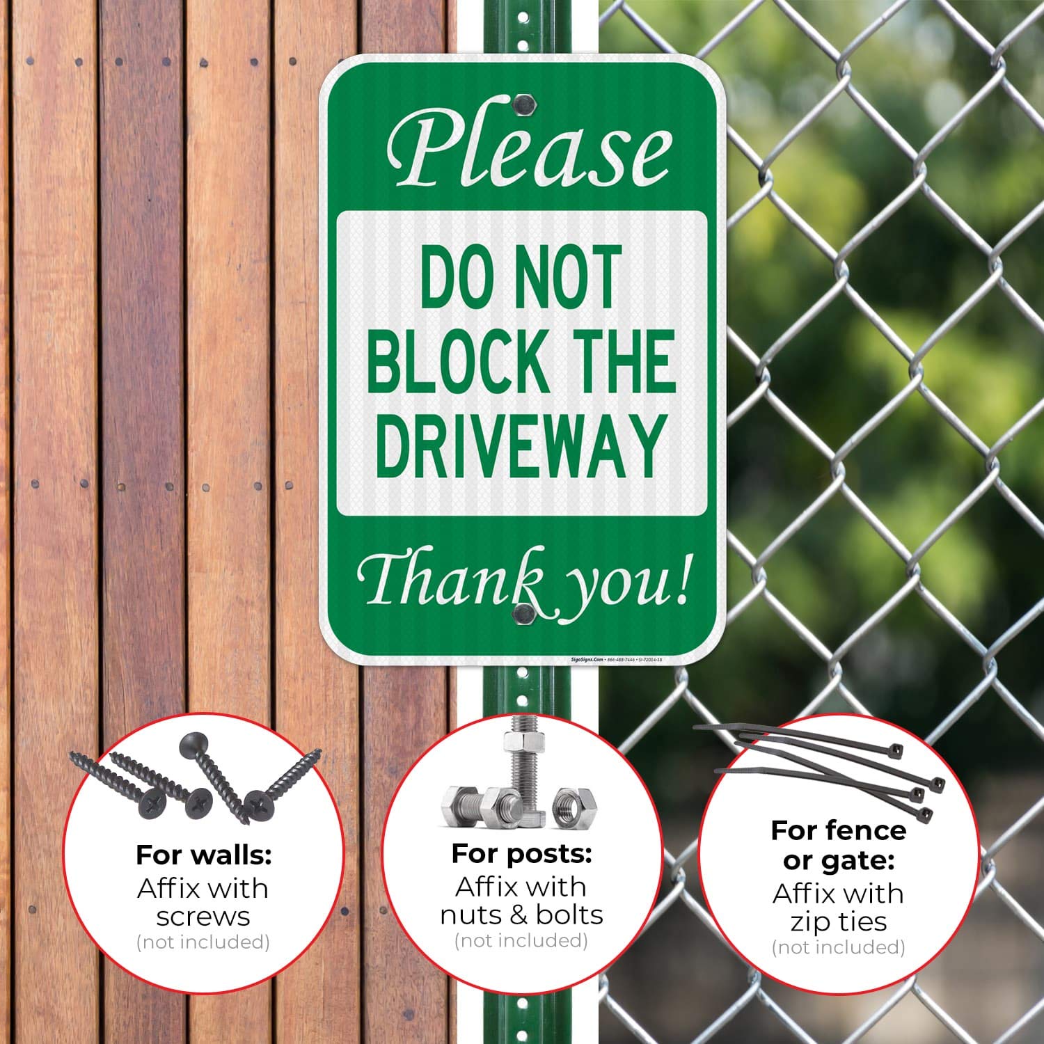 Do Not Block The Driveway Sign, No Parking Sign, 12x18 Inches, 3M EGP Reflective .063 Aluminum, Fade Resistant, Indoor/Outdoor Use, Made in USA